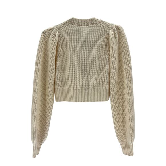 Loveshackfancy Cropped Beige Avignon Size XS Wool Cashmere Blend Cardigan - Picture 2 of 3